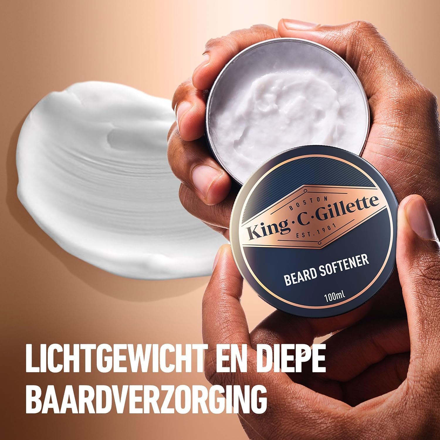 Detalle de Gillette King C. Baume barbe homme — soin nourrissant au beurre de cacao et huile d’argan, 100 ml