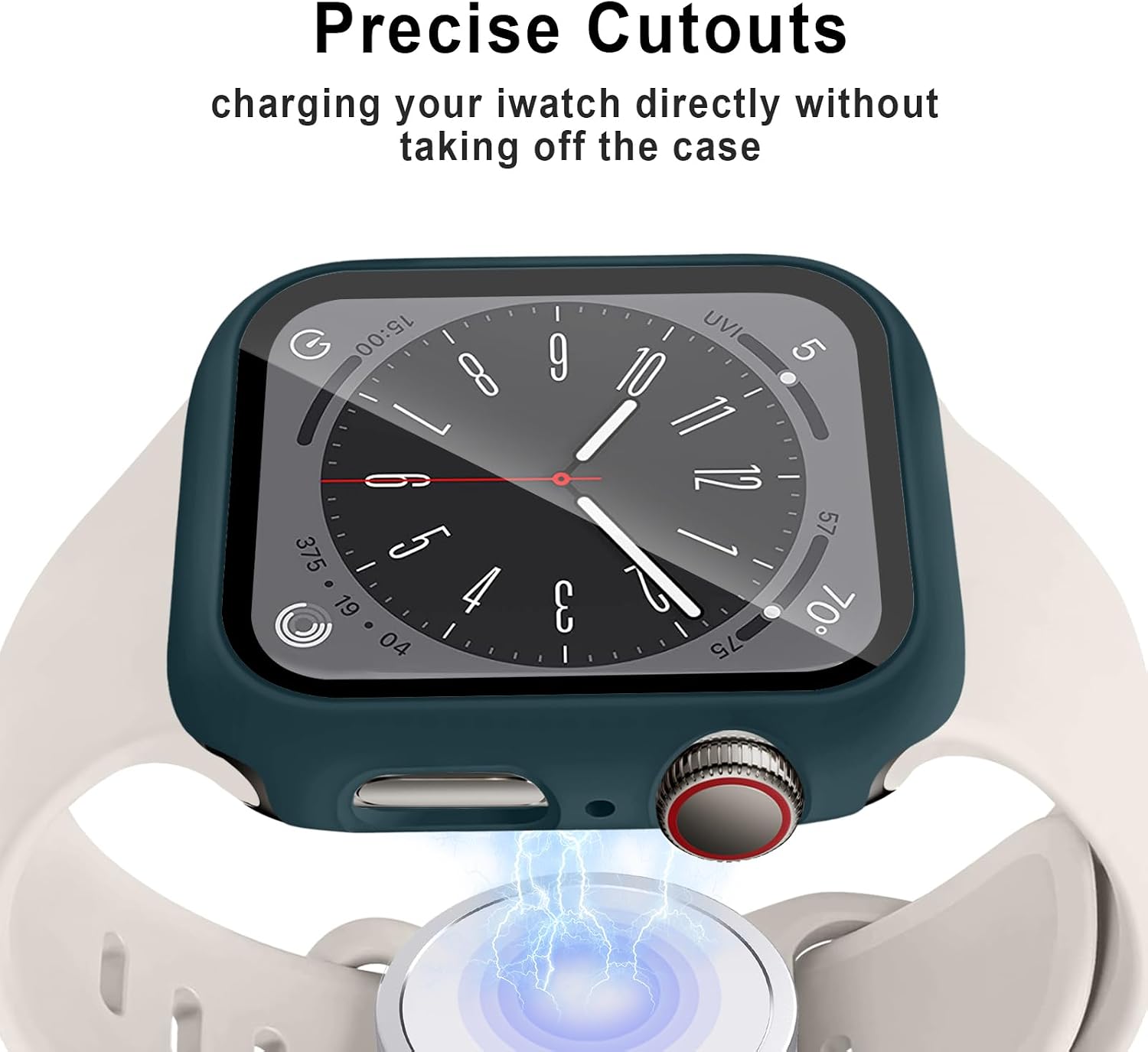 Detalle de For Apple Watch 40mm Case with Tempered Glass Screen Protector – 4 Pack Ultra Thin Matte PC Cover (Star, Green, Midnight Blue, Light Blue)