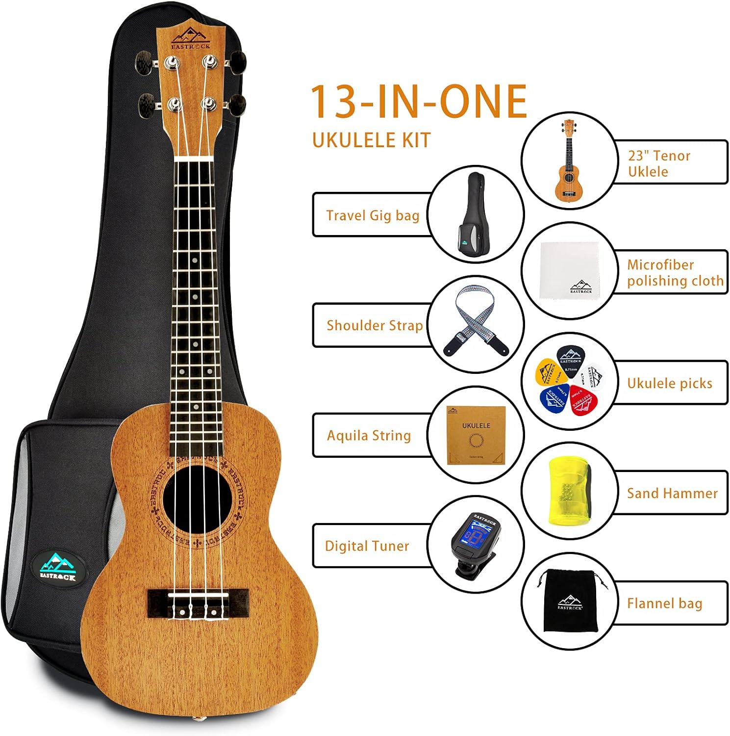 Detalle 2 de EASTROCK Concert Mahogany Ukulele 23-Inch Beginner All-In-One Kit