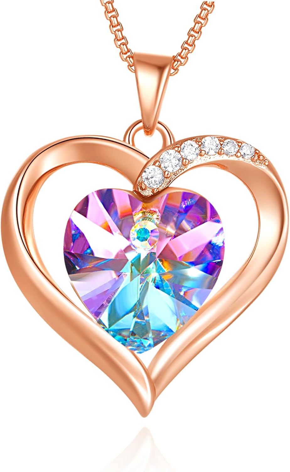 Thumbnail 6 de George Smith Collana Love Angel con ciondolo a cuore in cristallo placcato oro rosa 18k