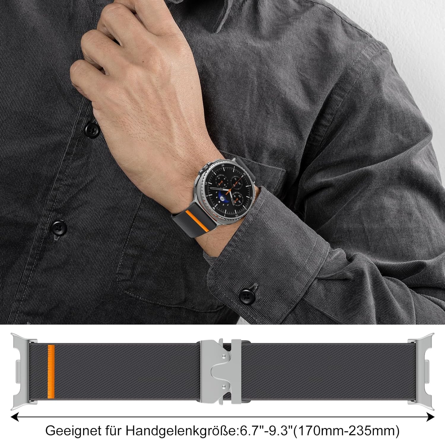 Thumbnail 4 de Hexasider stretchy nylon strap with parachute-style buckle for Samsung Galaxy Watch 8/Watch 8 Classic (2025), 40/44/46mm