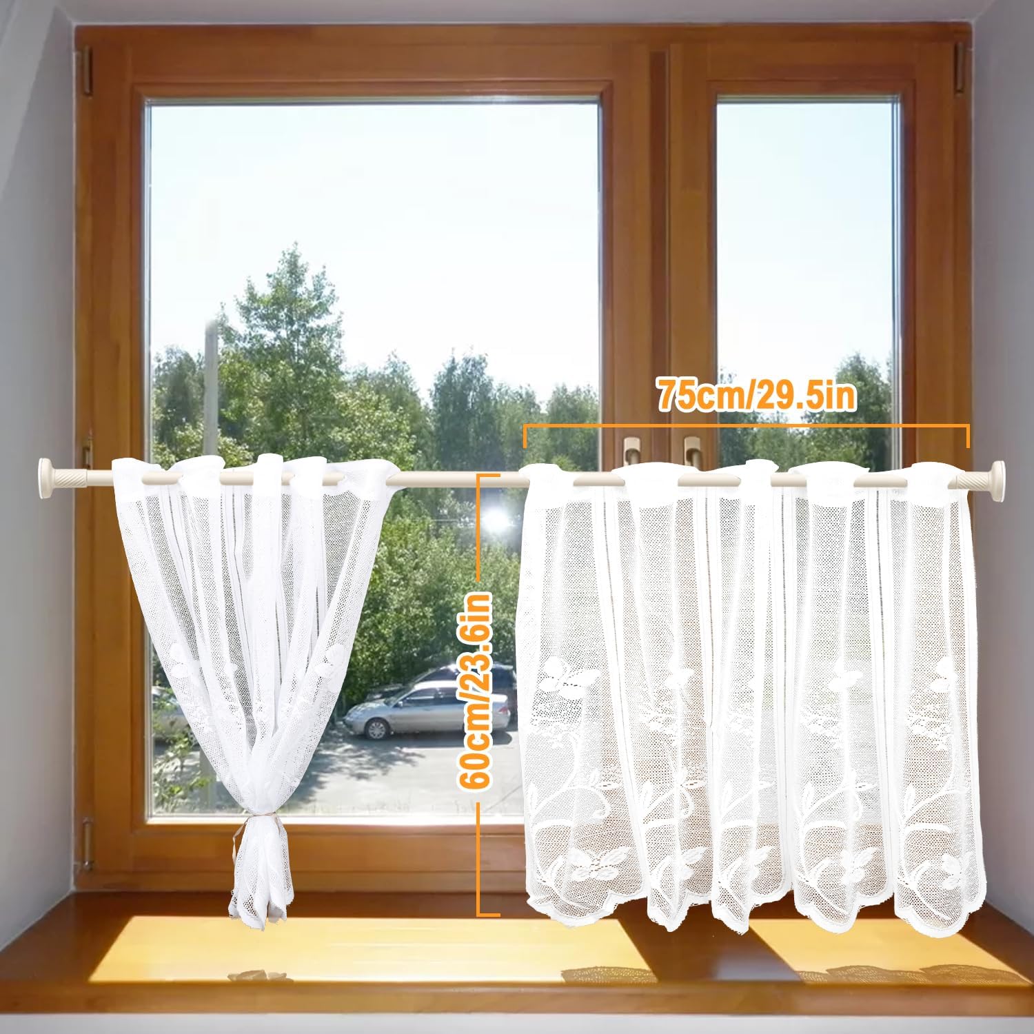 Detalle de ZOLGINAH ZA-Curtain100 korte vitrage 75 x 60 cm met vlinder- en bloemenjacquard