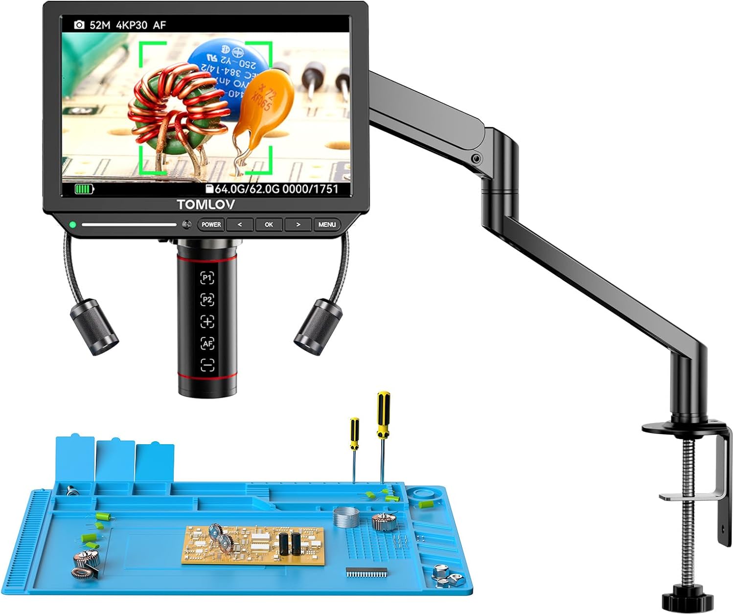 Detalle de TOMLOV TM4K-AF Flex 4K Autofokus Mikroskop 52MP