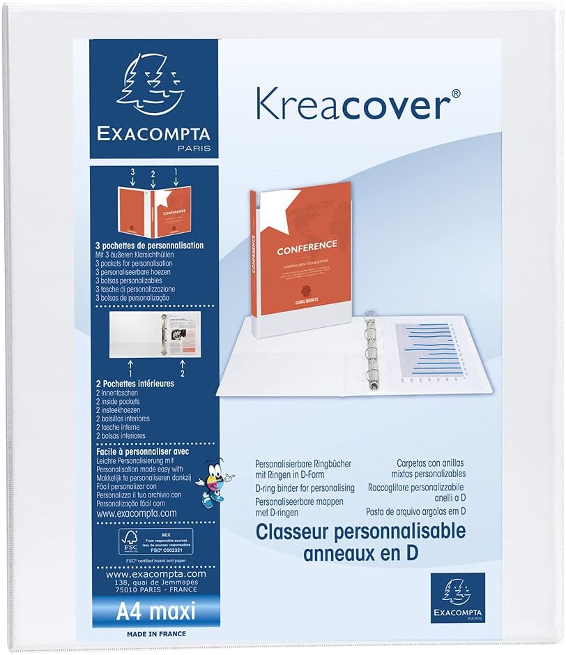 Thumbnail 6 de Exacompta Kreacover 51840E: confezione da 10 raccoglitori personalizzabili 4 anelli D 15 mm