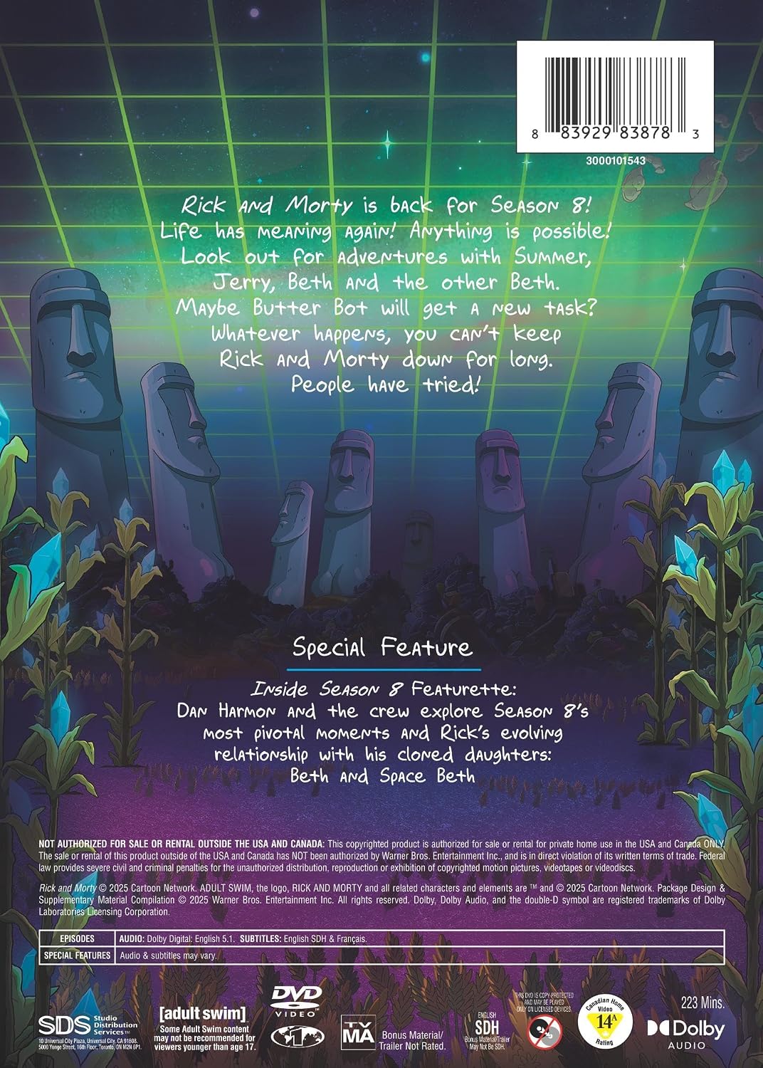 Detalle de Rick and Morty 883929838783: The Complete Eighth Season DVD, 2 Discs
