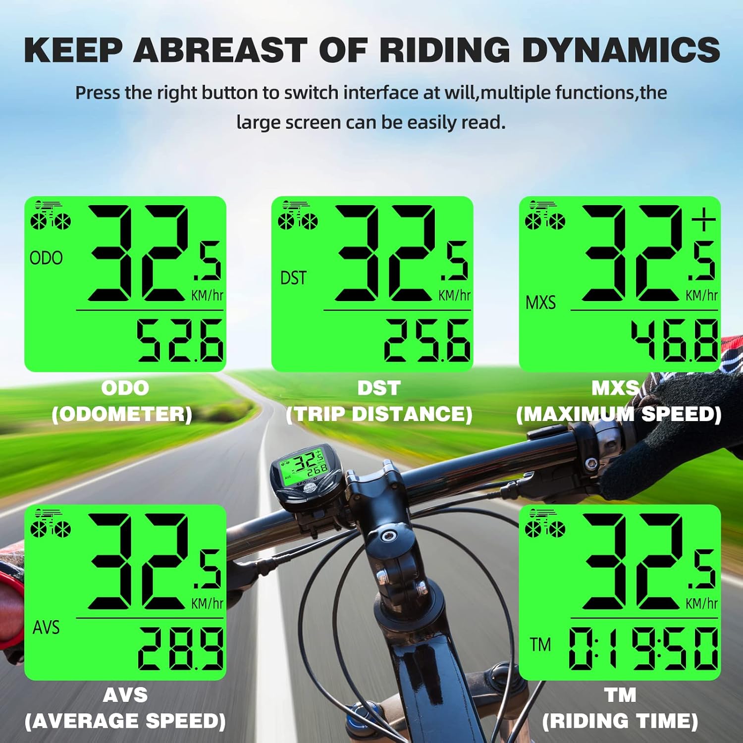 Thumbnail 3 de SPGOOD Compteur Vélo sans Fil – 19 Fonctions, affichage rétroéclairé et IP54