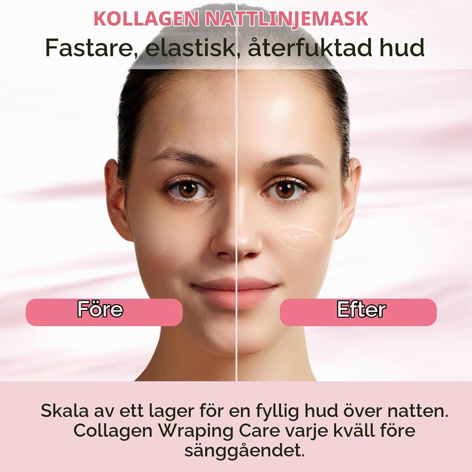 Detalle de RoongDuuDll kollagen-nattmask, avdragbar gelmask med gelépenslar, 2 x 75 ml