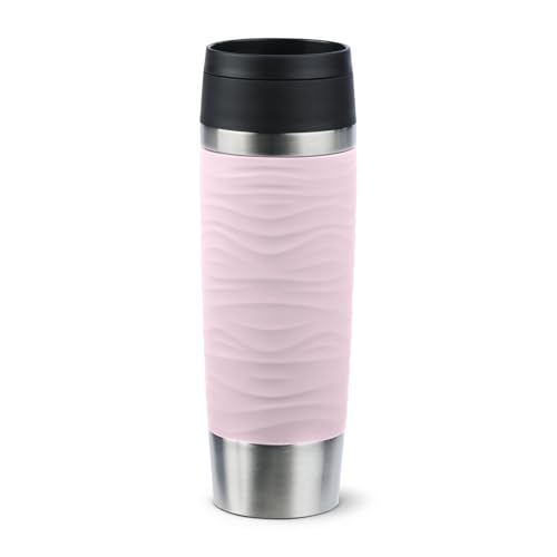 Detalle de Emsa N20227 Travel Mug Wave Isolierbecher, 0,5 Liter, Edelstahl, Pastellrosa