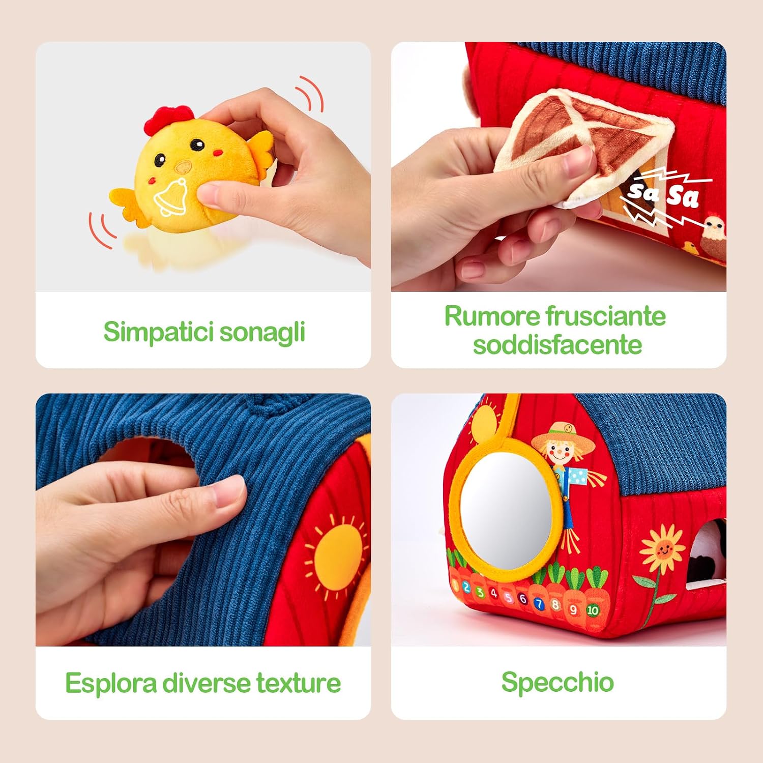 Detalle de hahaland Giochi Bambino 1 Anno Montessori, Casa Morbida Animali Fattoria