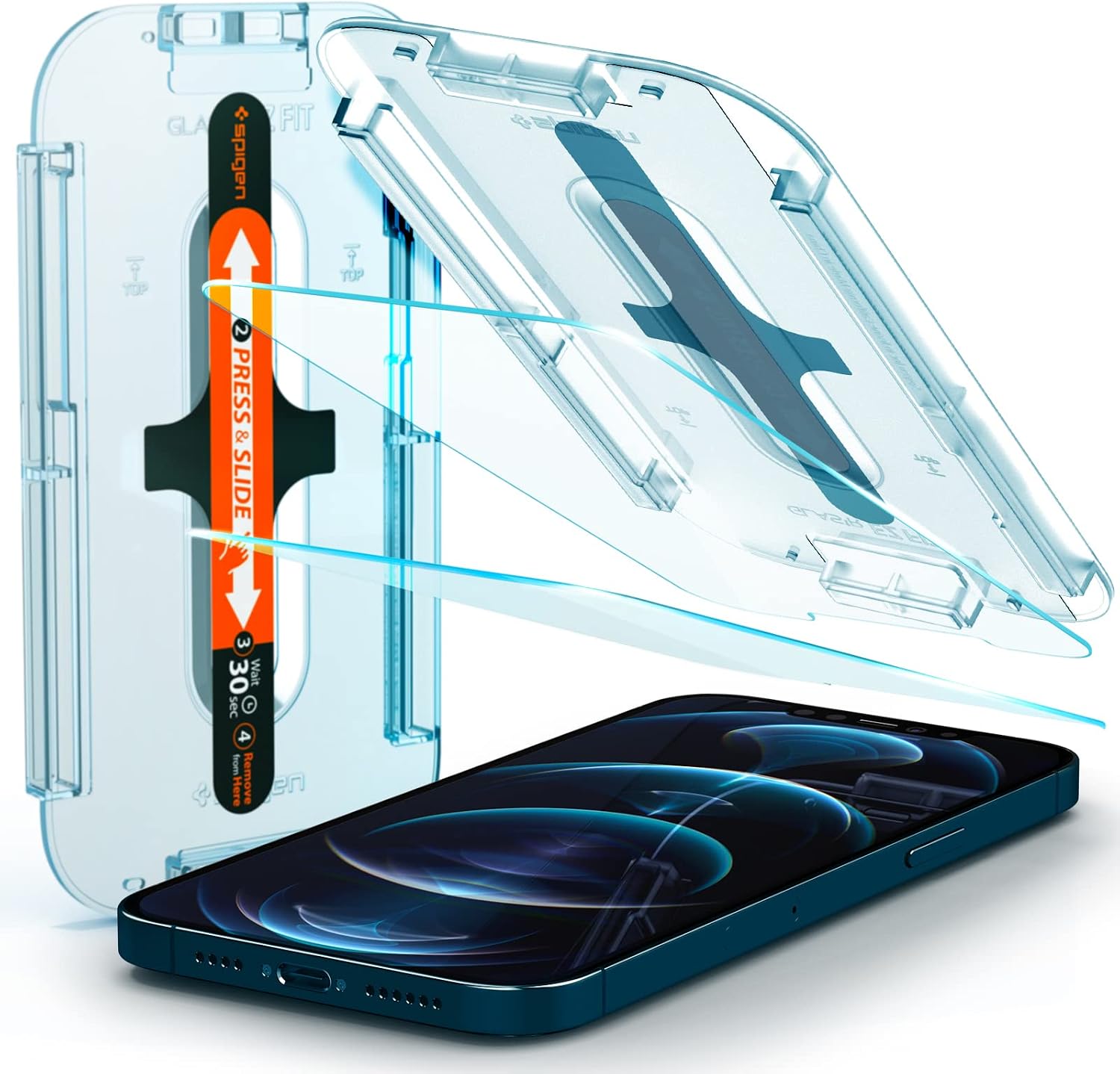 Detalle de Spigen Glas.tR EZ Fit Pellicola in vetro temperato 9H per iPhone 12 Pro Max (2 pezzi) Cristallino