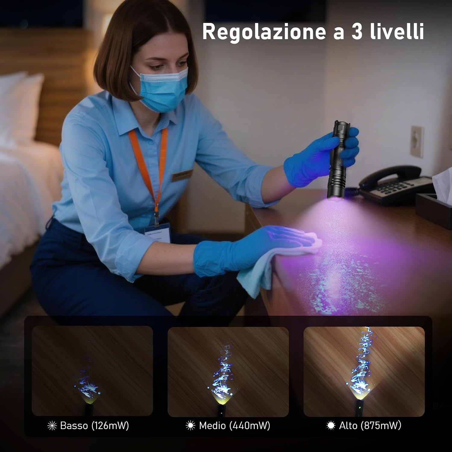 Thumbnail 3 de Sofirn SF16: torcia UV ricaricabile 365 nm per rilevamento macchie e UF di animali