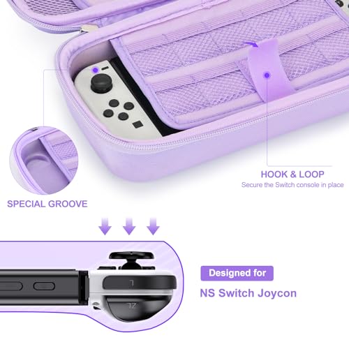 Thumbnail 4 de innoAura Paquete de Accesorios NS Switch OLED - Funda 18 en 1 Carcasa de Juegos de Switch, Protector de Pantalla, Soporte Grips de Mando de Switch,Púrpura