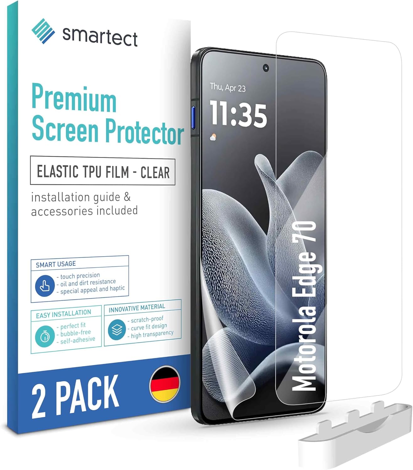 Detalle de SmarTect TPU Screen Protector for Motorola Edge 70, 2-Pack, Clear Full Coverage