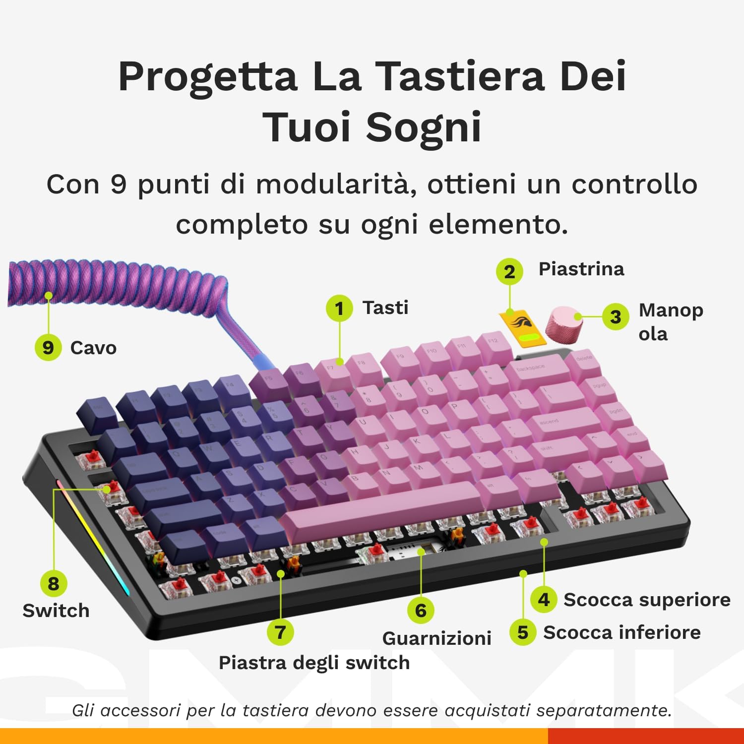 Thumbnail 5 de Glorious GMMK 3 HE (Rapid Trigger) tastiera 75% hot swap Hall Effect con polling 8K e QWERTZ tedesco