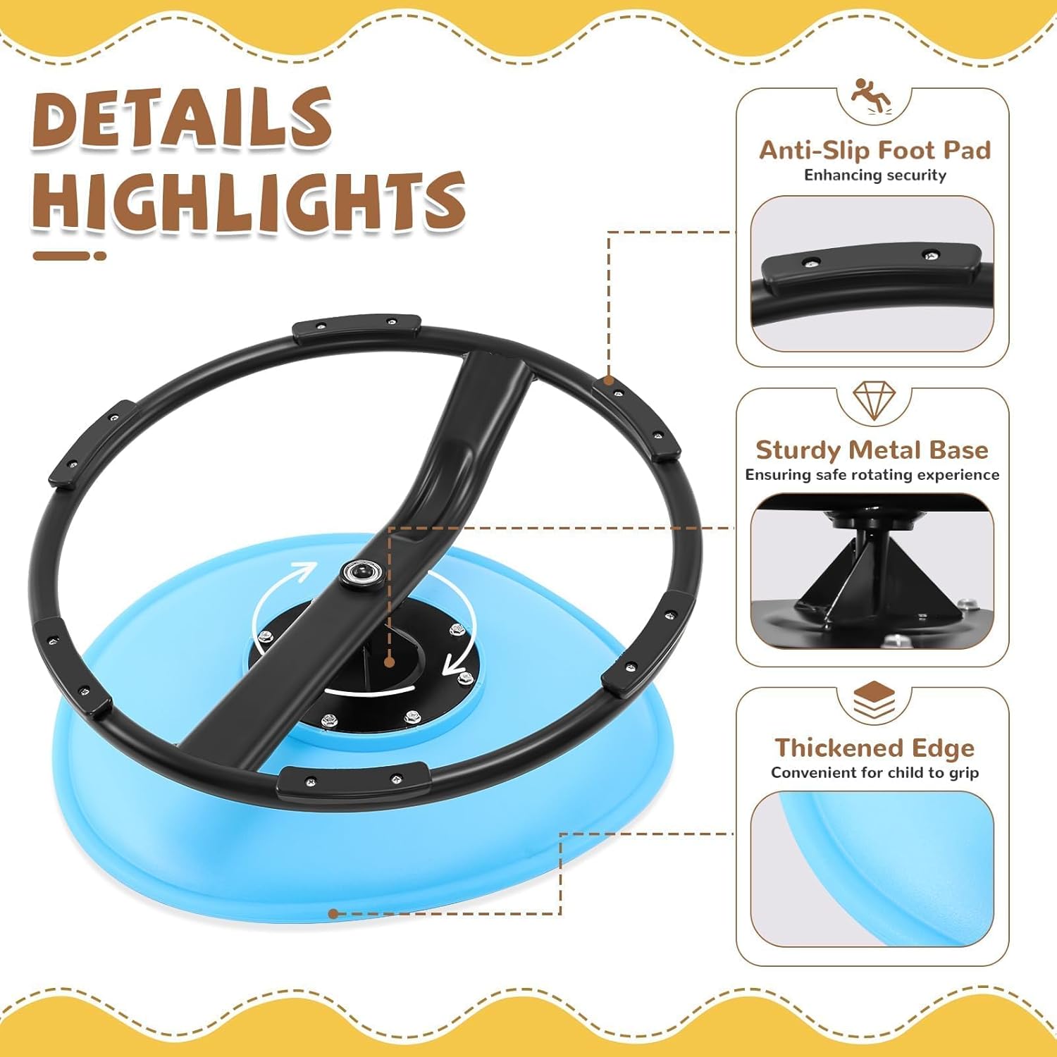 Detalle de Zhenx 360° Spinning Sensory Chair for Autistic Kids (Ages 3–18) — Blue, 220 lb Capacity