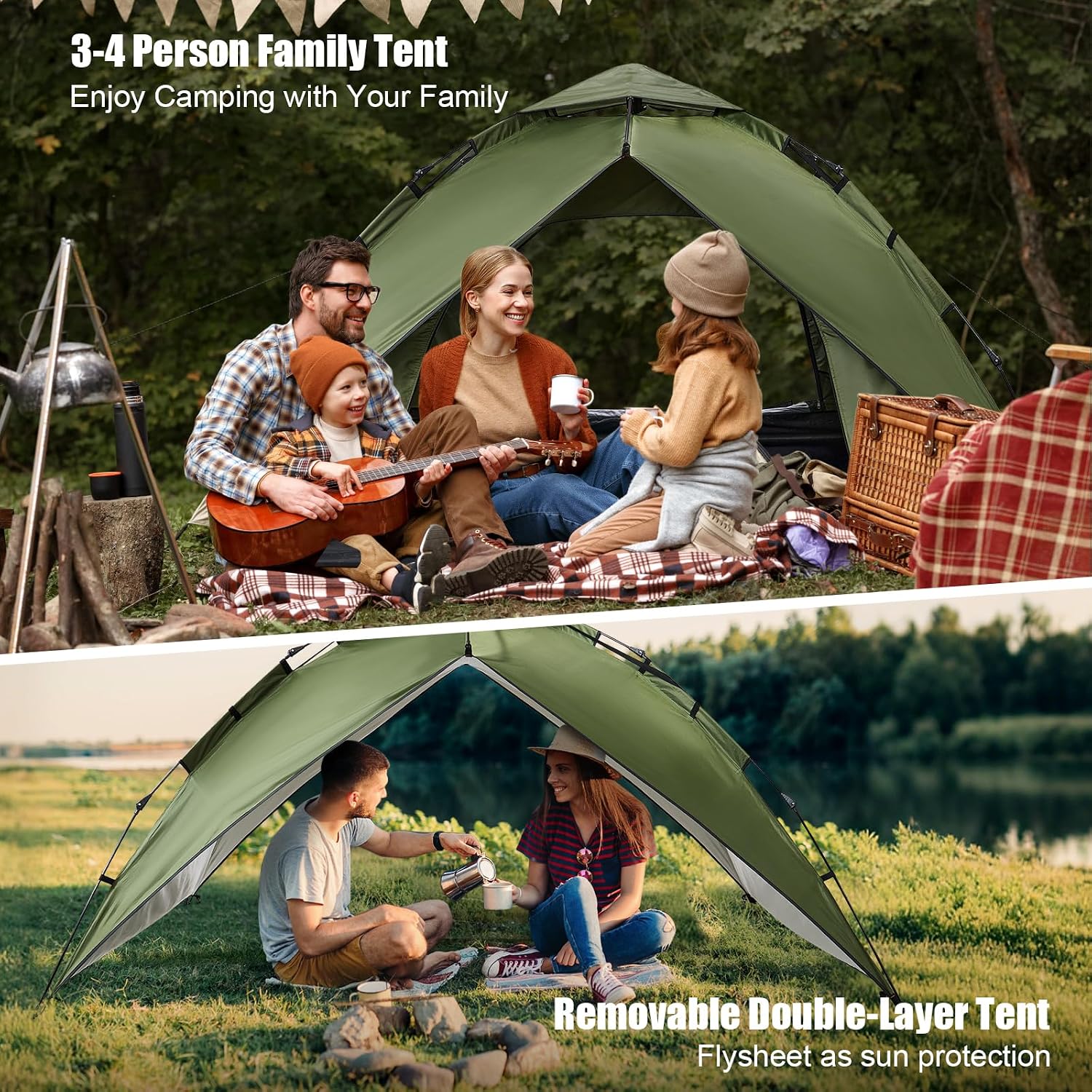 Thumbnail 3 de FORRINX automatische pop-uptent voor 4 personen, dubbellaags, 230 x 230 cm