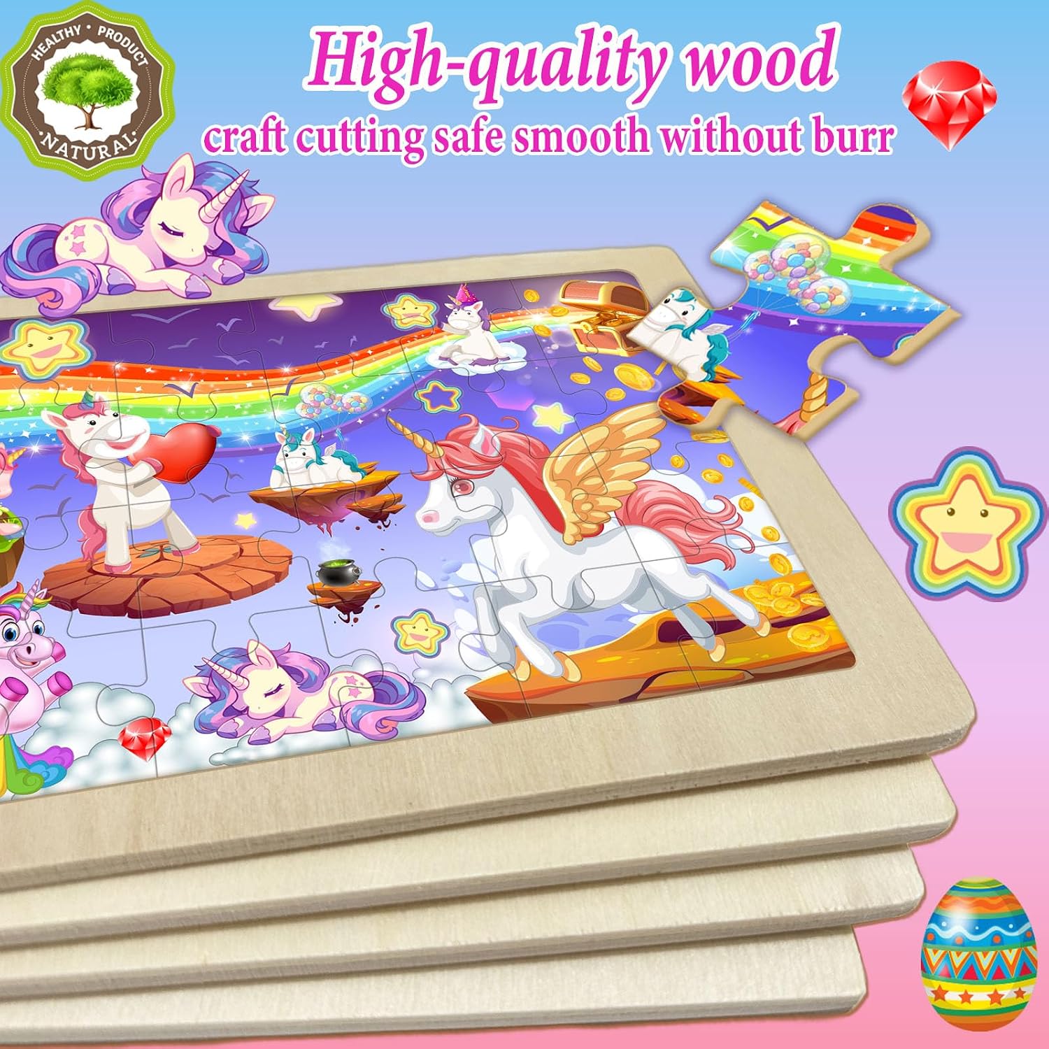 Detalle 2 de WaaLod Wooden Puzzles, 24-Piece Set