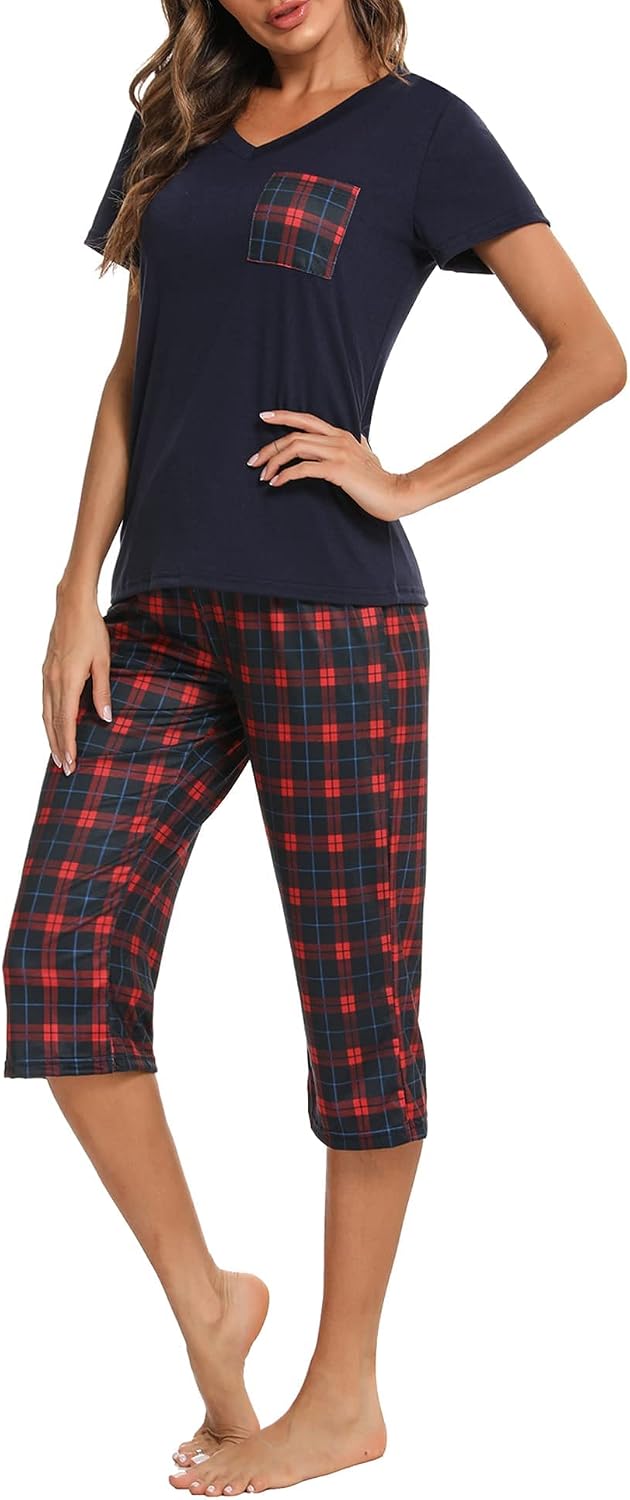 Detalle de iClosam Pyjama Femme Été en Coton 2 pièces