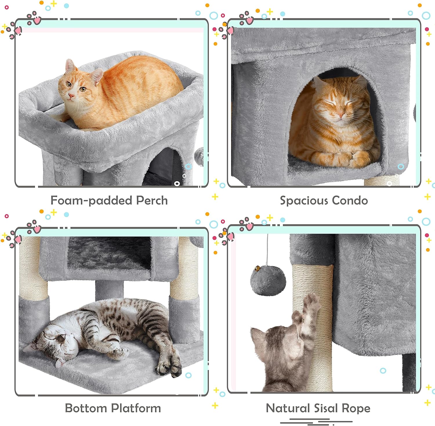 Detalle de Yaheetech 59cm cat scratching post tower
