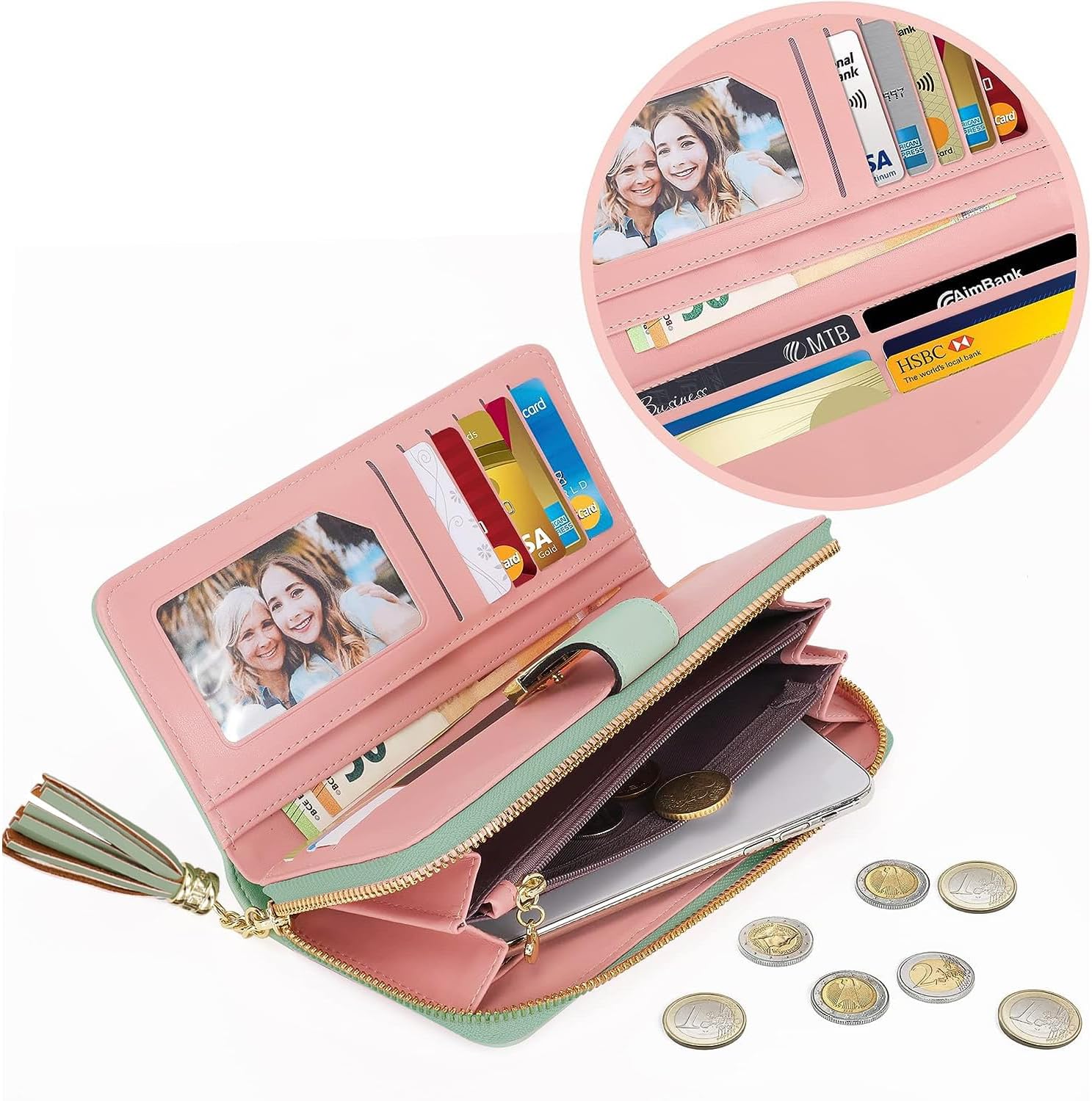 Thumbnail 3 de Pomelo Best RFID Womens Wallet – Large Capacity with 12 Card Slots and Phone Fit