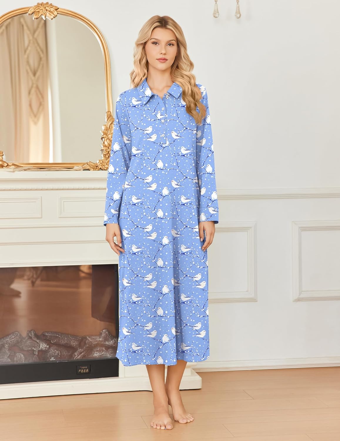 Detalle de Ekouaer cotton nightgown with pockets