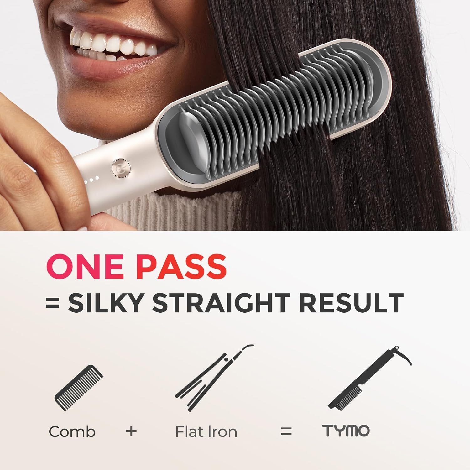 Thumbnail 1 de TYMO Hair Straightener Brush UK: 2-in-1 Flat Iron and Brush in Gold