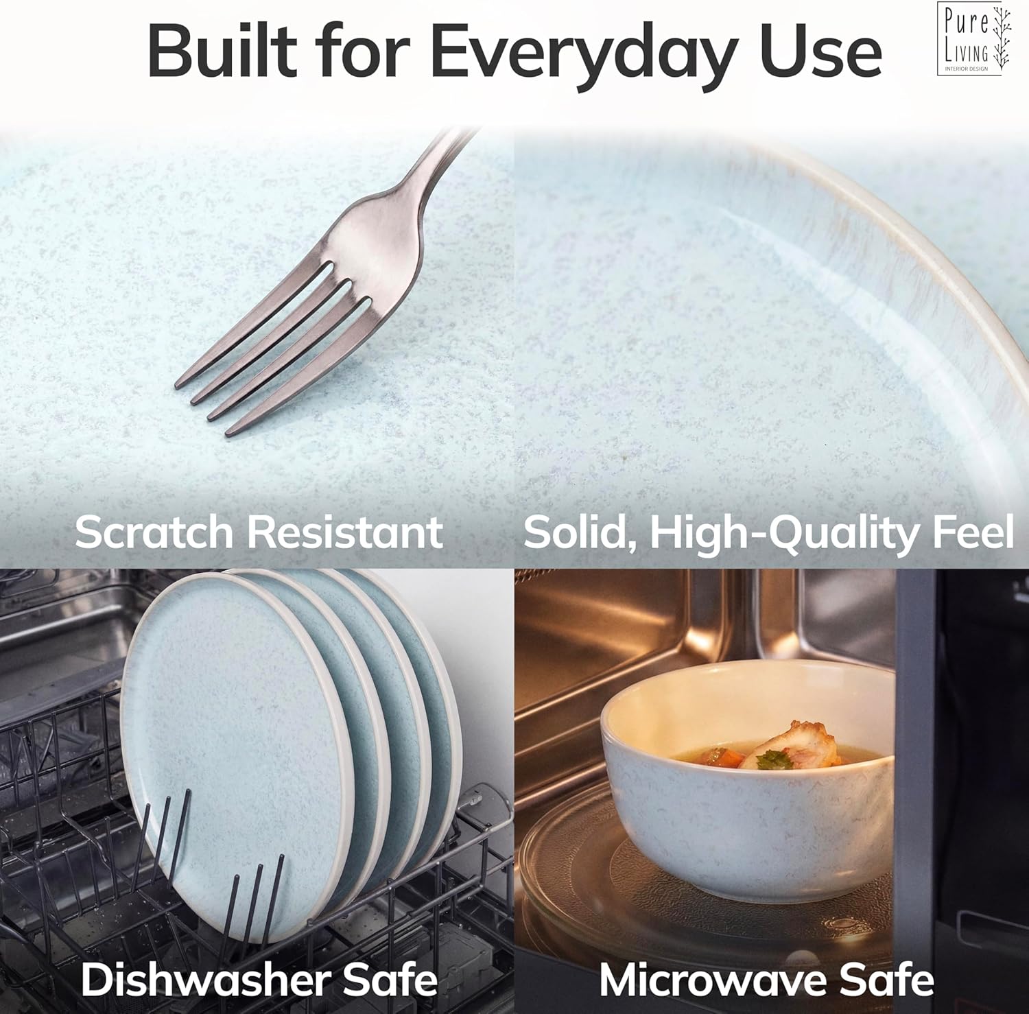 Detalle 2 de Stoneware dinnerware set 24 pcs 🍽
