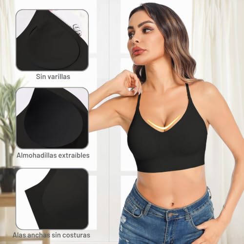 Thumbnail 2 de Crewhpo Sujetador Básico sin Aros con Tirantes Ajustables para Mujer