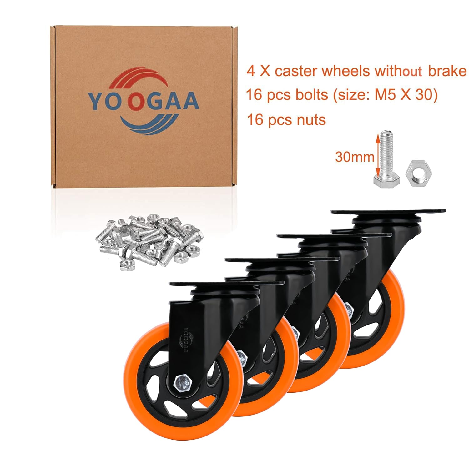 Thumbnail 6 de YOOGAA Swivel Plate Casters, 4-inch