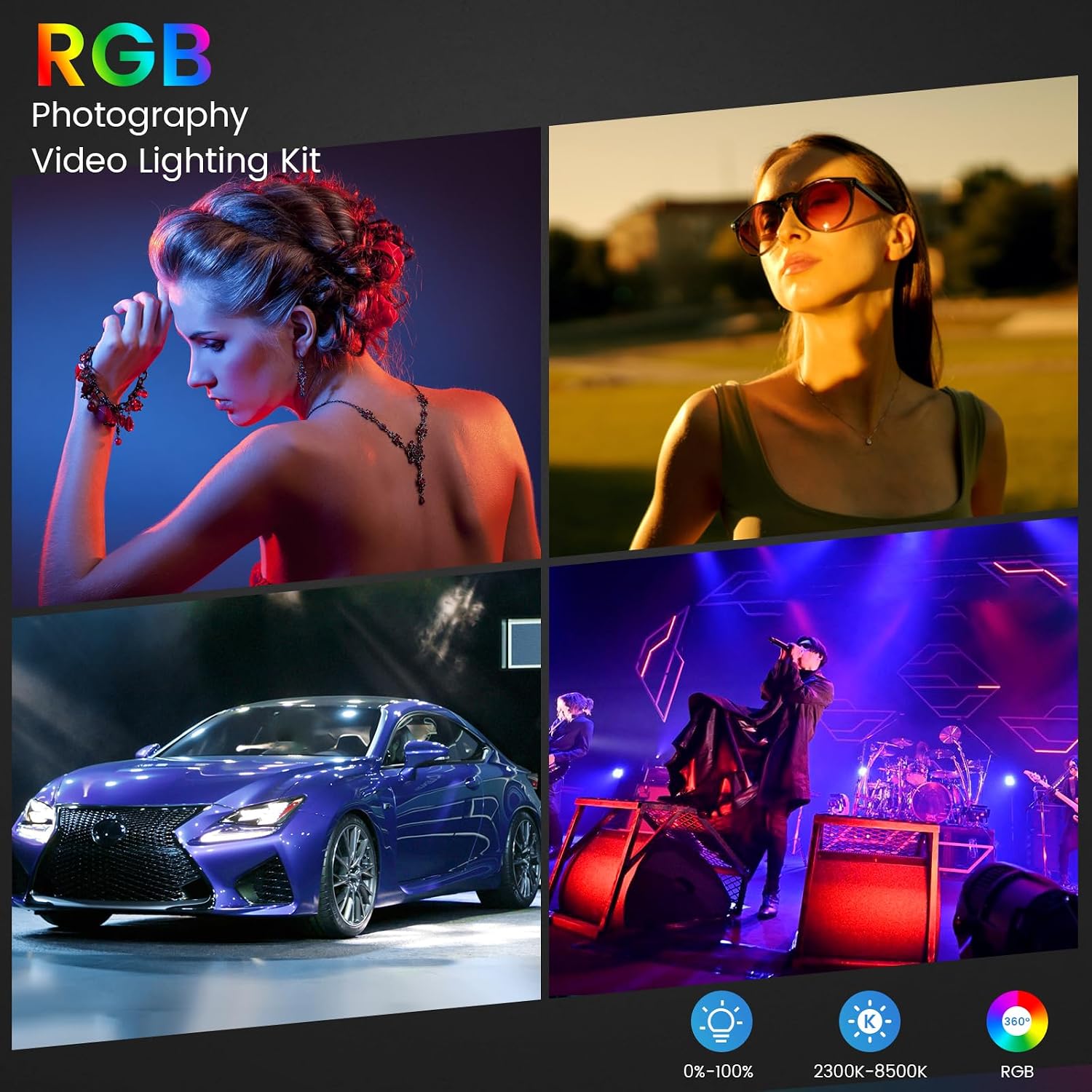 Thumbnail 1 de RGB Photography Video Lighting Kit 50W Bi-Colour with USB RGB LEDs – UK Edition