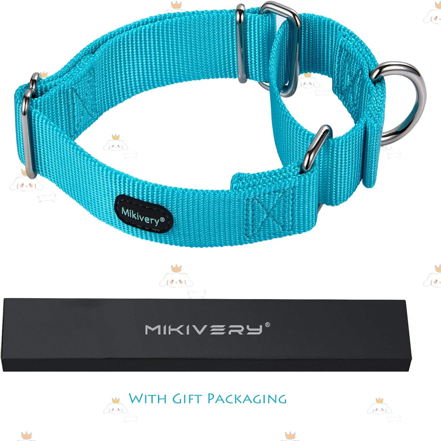 Thumbnail 2 de Mikivery Martingale Dog Collars Nylon Adjustable (Ice Blue) for Medium & Large Dogs