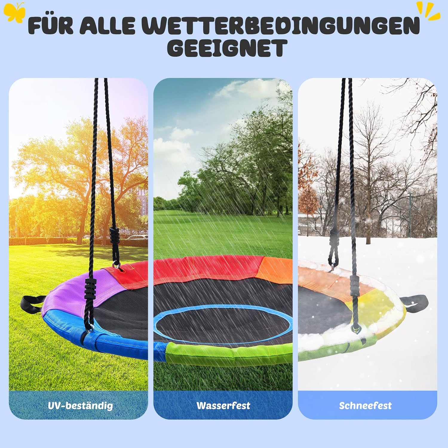 Detalle de Trekassy Nestschaukel Outdoor 300 kg XXL 100 cm Tellerschaukel – Stahlrahmen, 900D Textilene, wetterfest