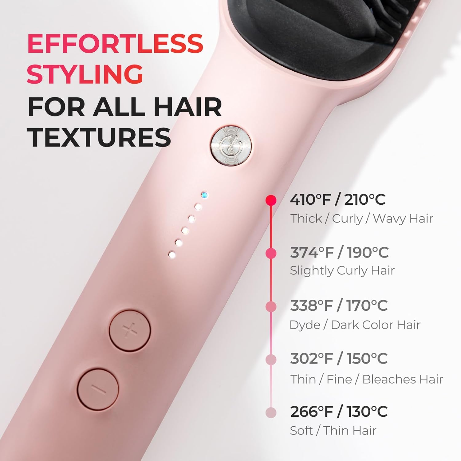 Detalle de TYMO Hair Straightener Brush UK – 2-in-1 Flat Iron and Hair Brush (Pink)