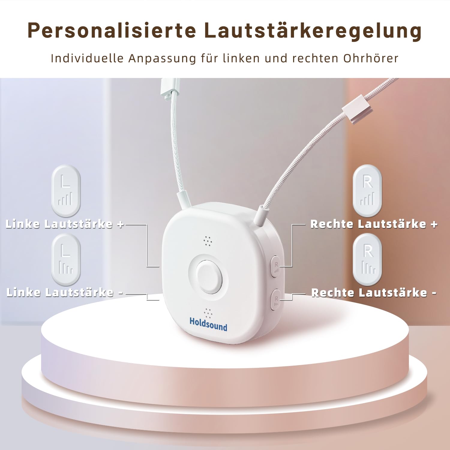 Thumbnail 4 de Holdsound Funkkopfhörer Kabellos für TV (Milchweiß) – Bluetooth-freies System mit USB-Sender, 30 m Reichweite, 15 Std Laufzeit