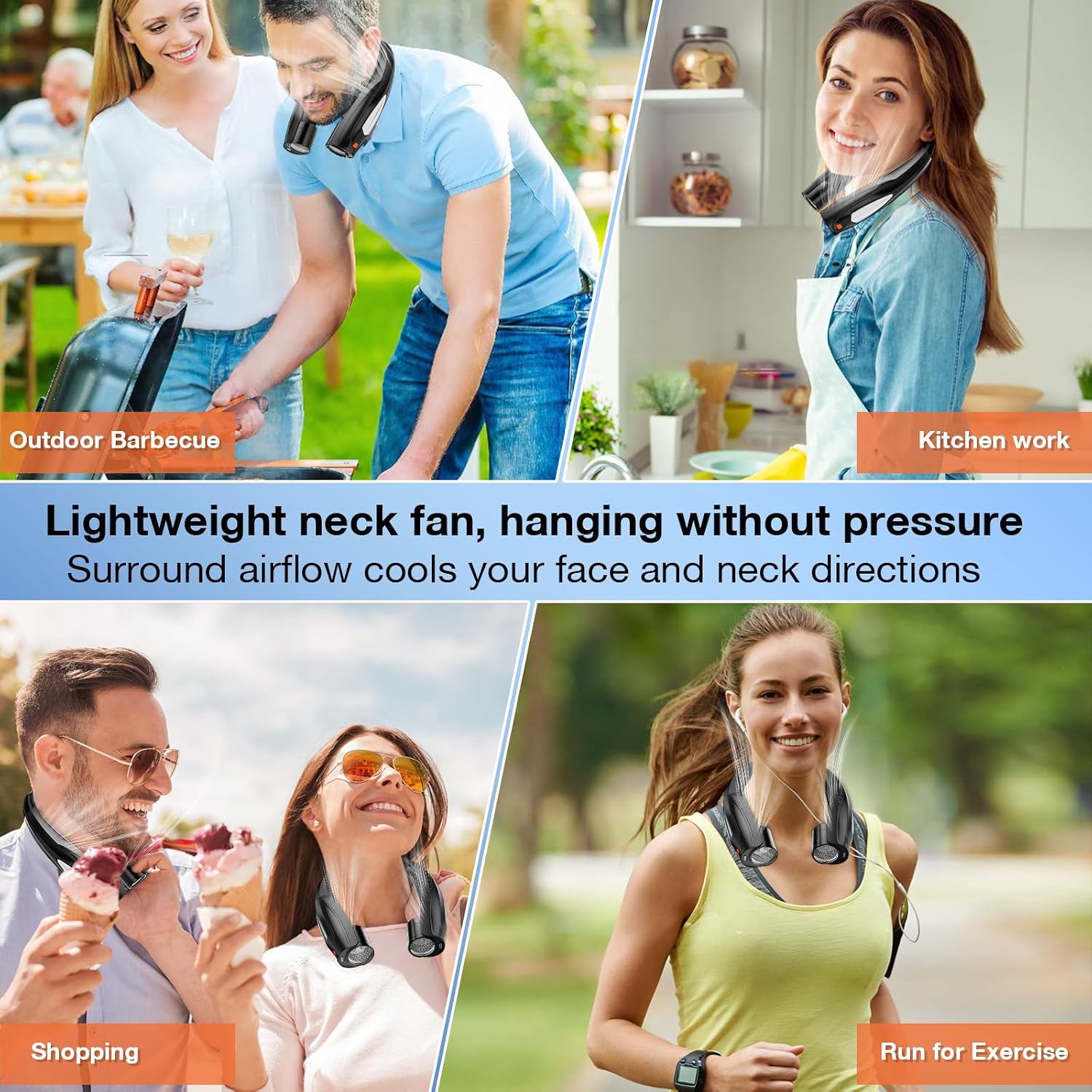 Thumbnail 6 de Hionly AI Neck Fan: 6-Speed Wearable Personal Cooling with 6000mAh Battery