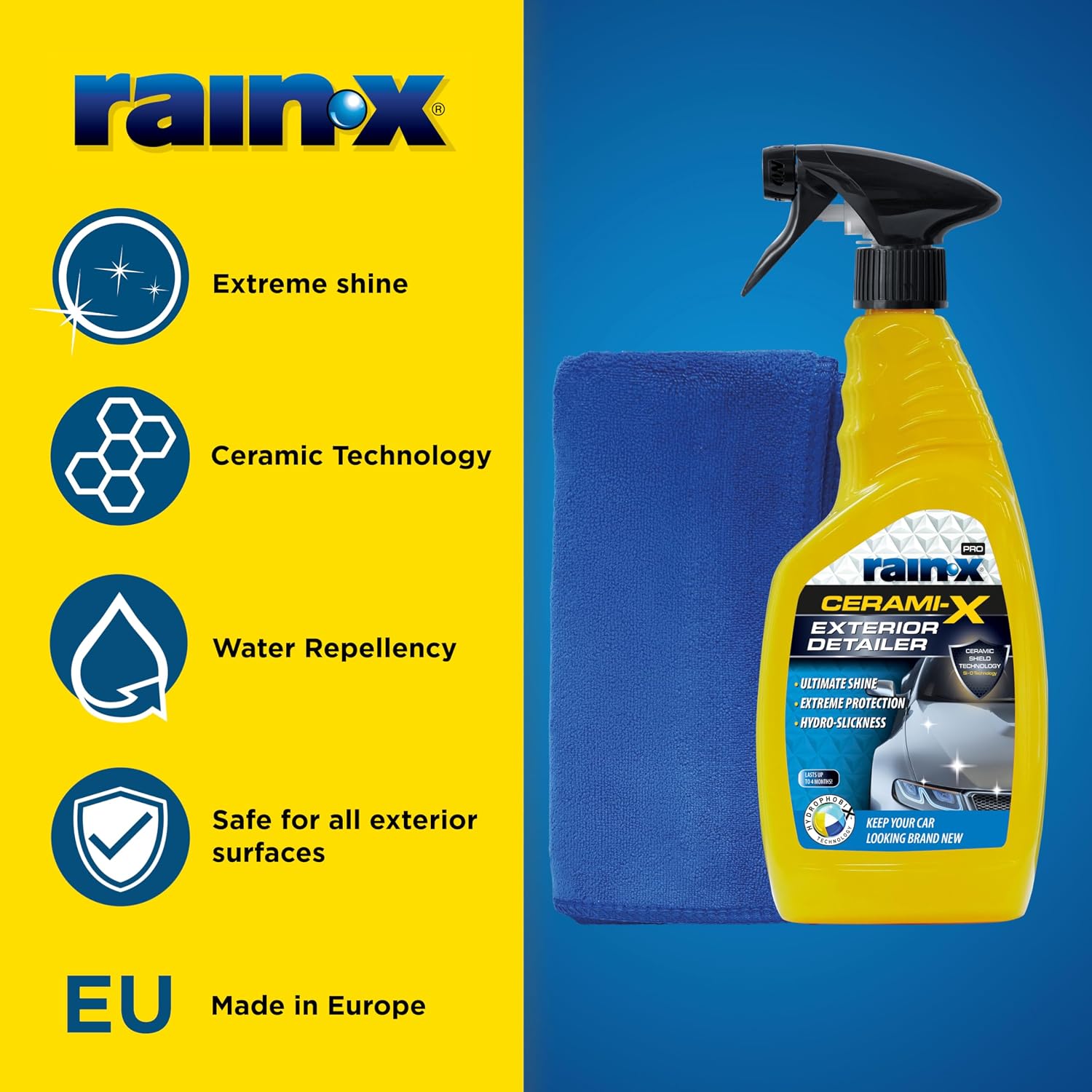 Detalle de Rain-X Cerami-X Detailer Premium – High-gloss ceramic coating with durable weather protection (750 ml)