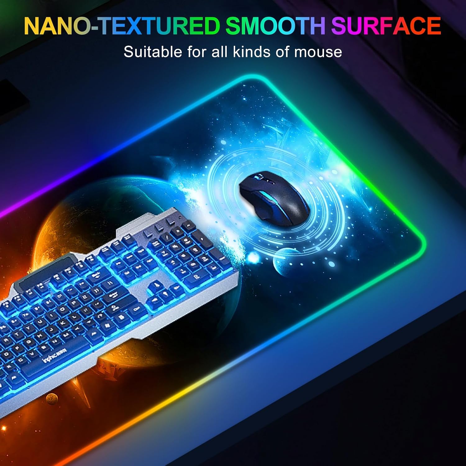 Detalle de ARTSO RGB Gaming Mouse Pad, XXL 35.4 x 15.7-Inch Extended Mat
