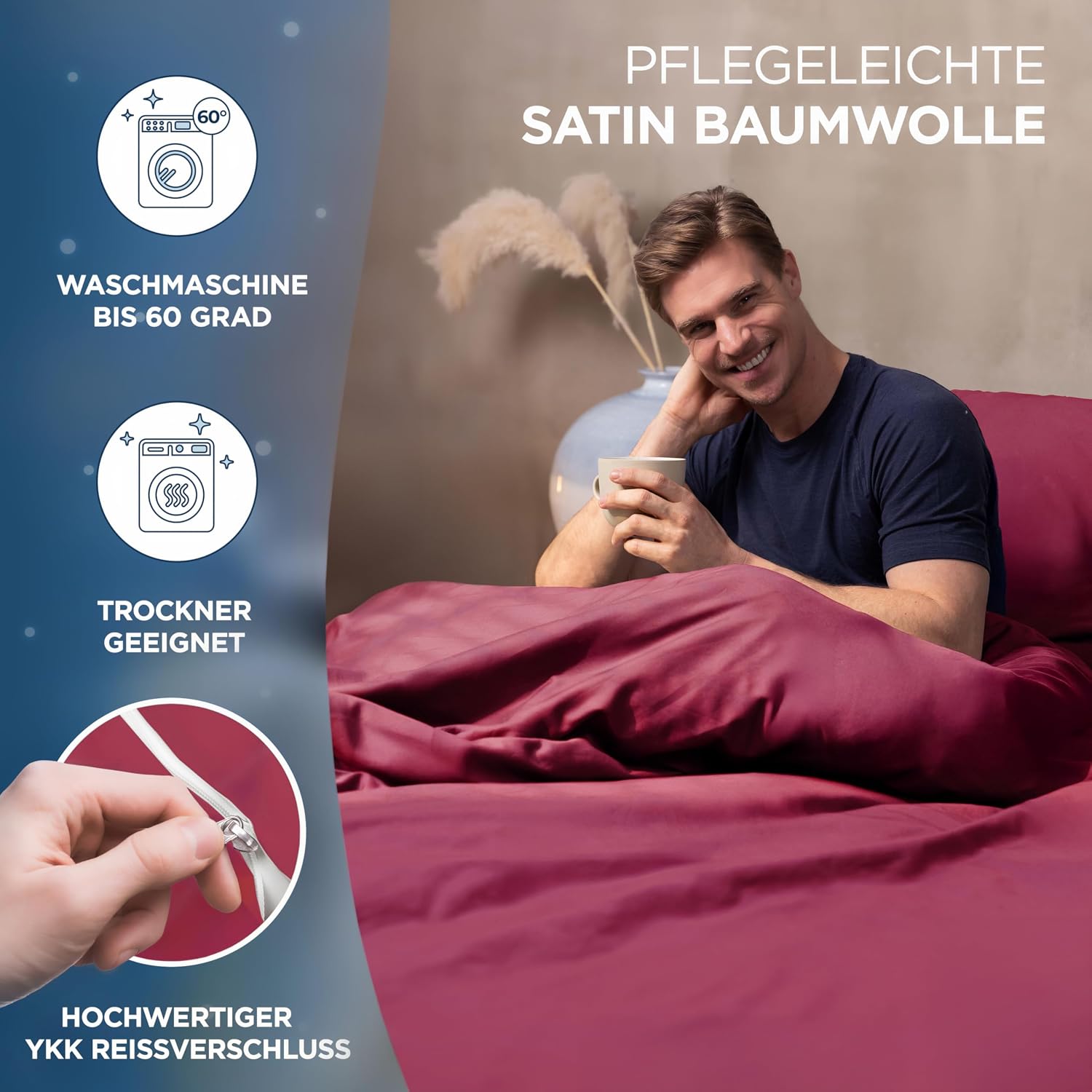 Thumbnail 3 de Samthus Kopfkissenbezug 70x90 Satin Baumwolle