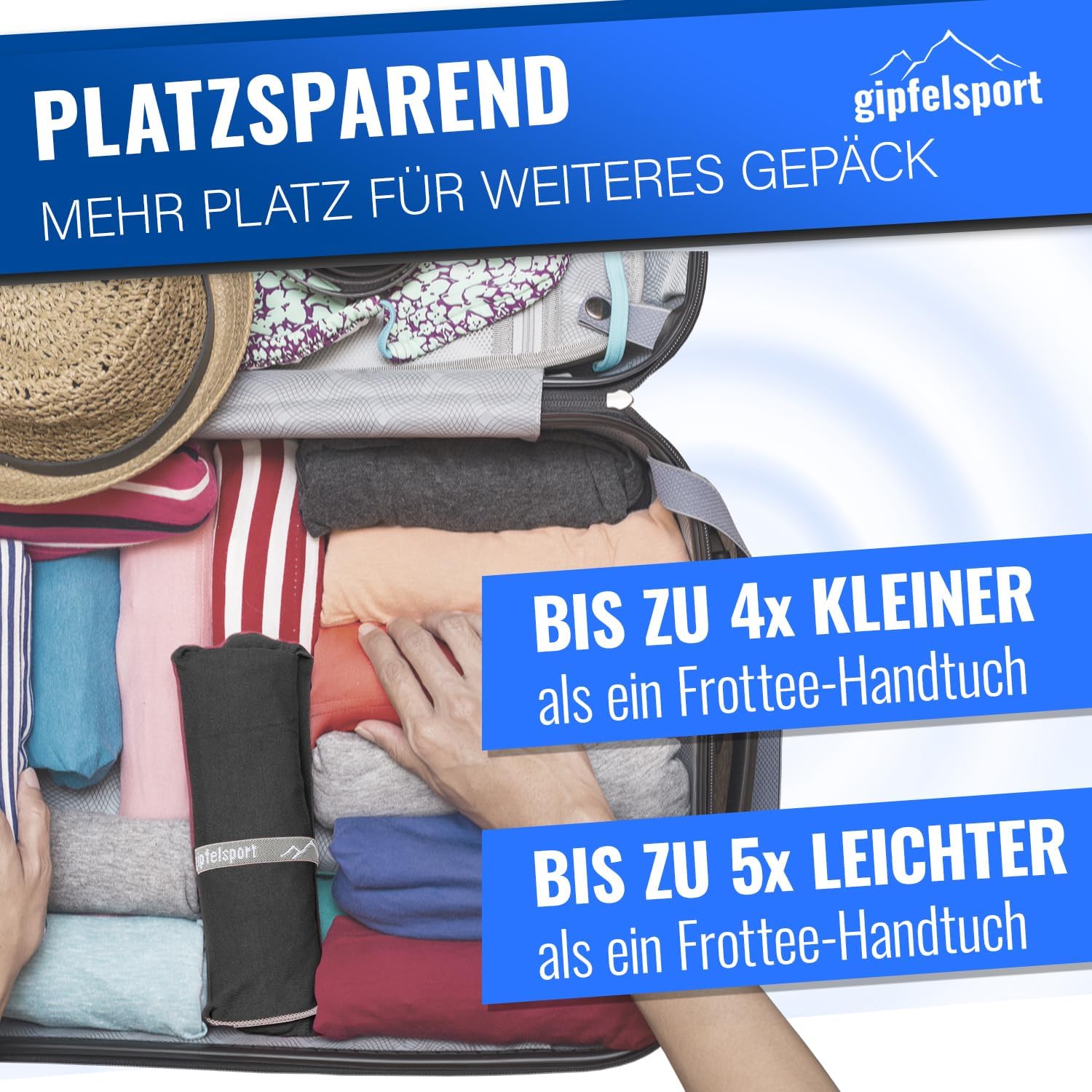 Detalle de gipfelsport Mikrofaser Handtuch – kompakt, schnelltrocknend und vielseitig einsetzbar