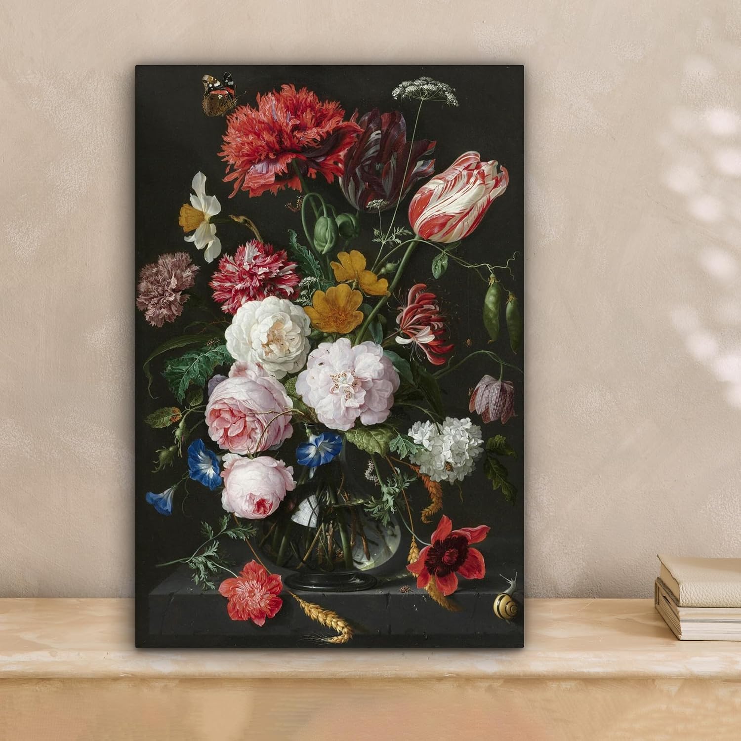 Detalle 2 de MuchoWow© canvasdoek 20 x 30 cm met bloemenstilleven van Jan Davidsz. Heem