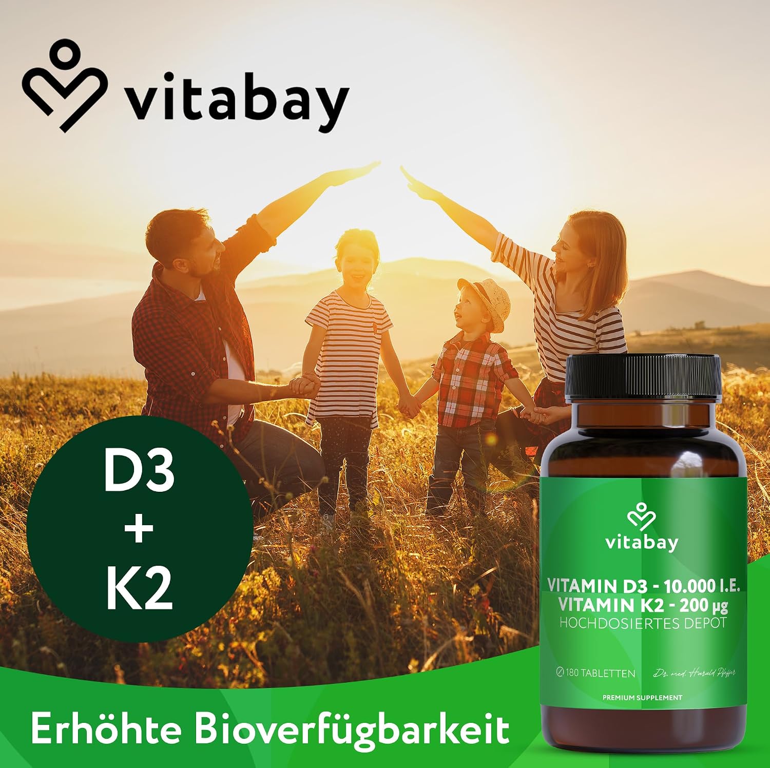 Thumbnail 1 de Vitabay Vitamin D3 + K2 Depot – 180 vegane Tabletten (10.000 IE D3) für die 10‑Tage‑Einnahme