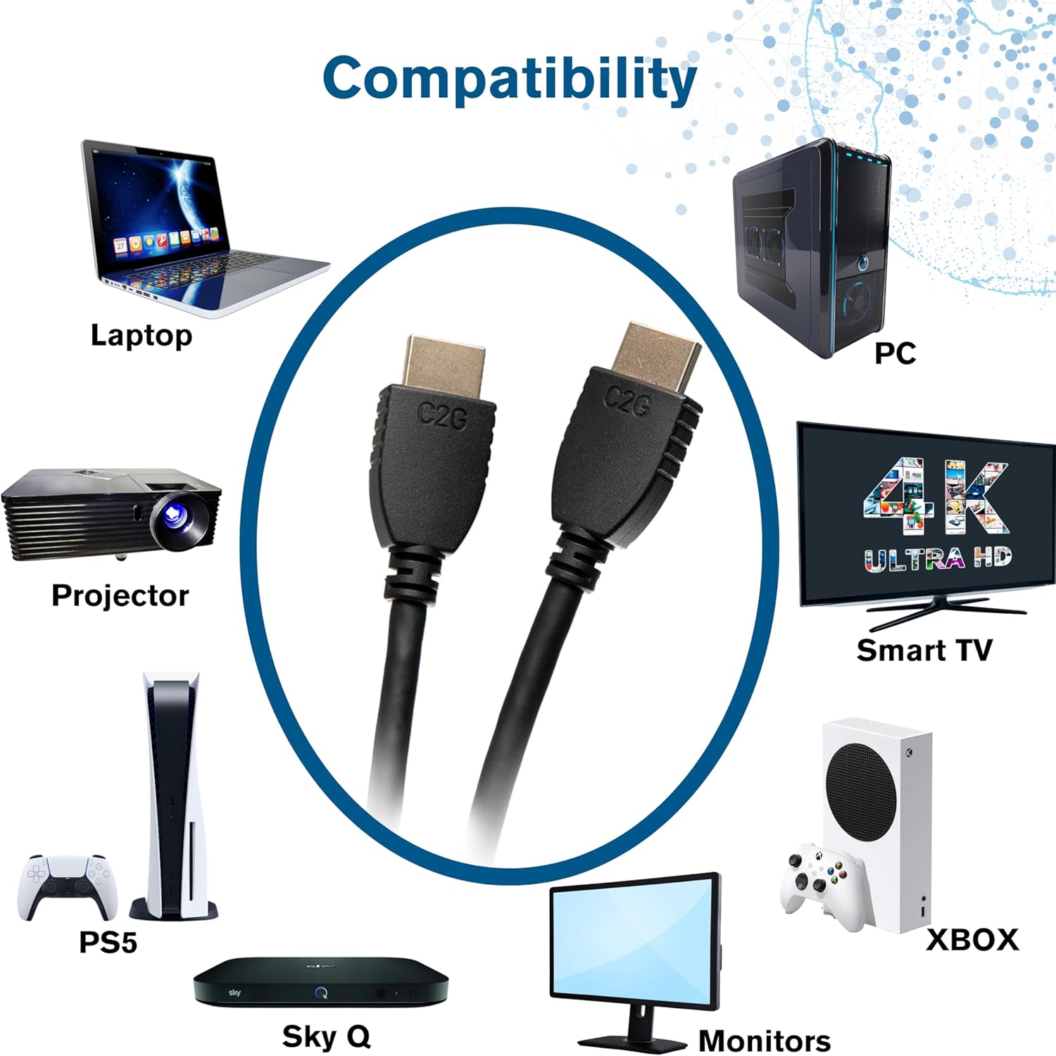 Thumbnail 2 de C2G 56783 High Speed HDMI-Kabel mit Ethernet – 4K 60 Hz, HDMI 2.0, vergoldet, 1,8 m
