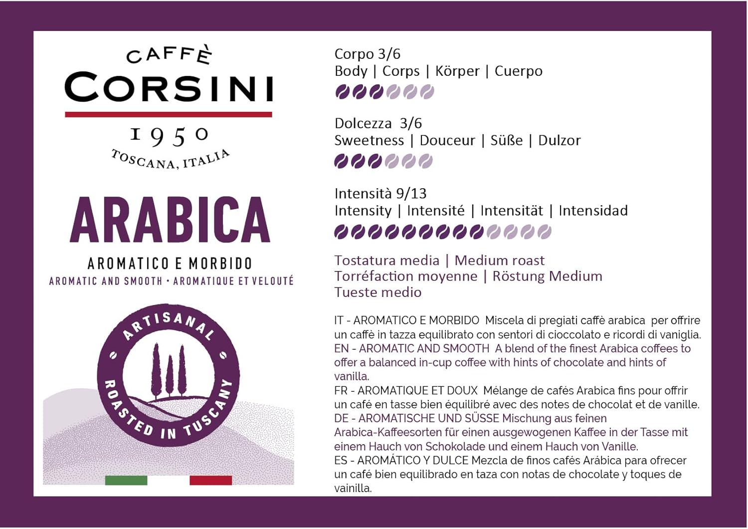 Thumbnail 3 de Caffè Corsini Caffè Macinato 100% Arabica Gusto Delicato (Tostatura Media) 250 g