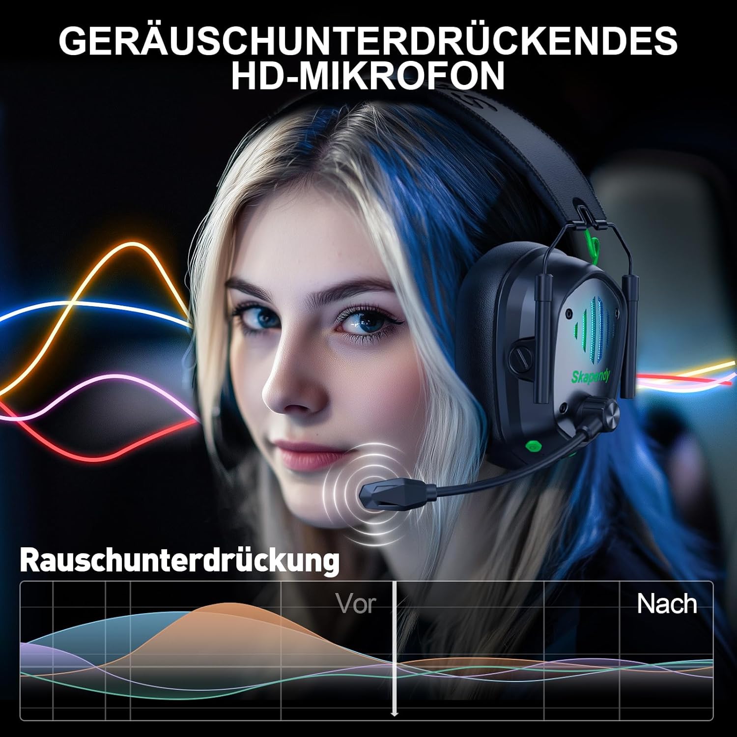 Thumbnail 1 de Skapendy Wireless Gaming Headset 50H battery