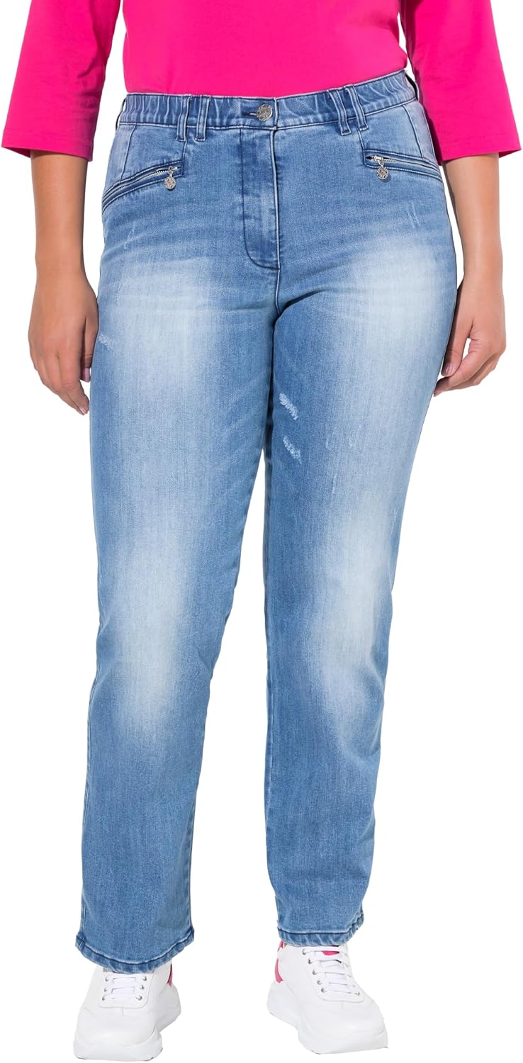 Detalle de Ulla Popken Jeans Mony — vintage look, coupe conique et stretch pour femme