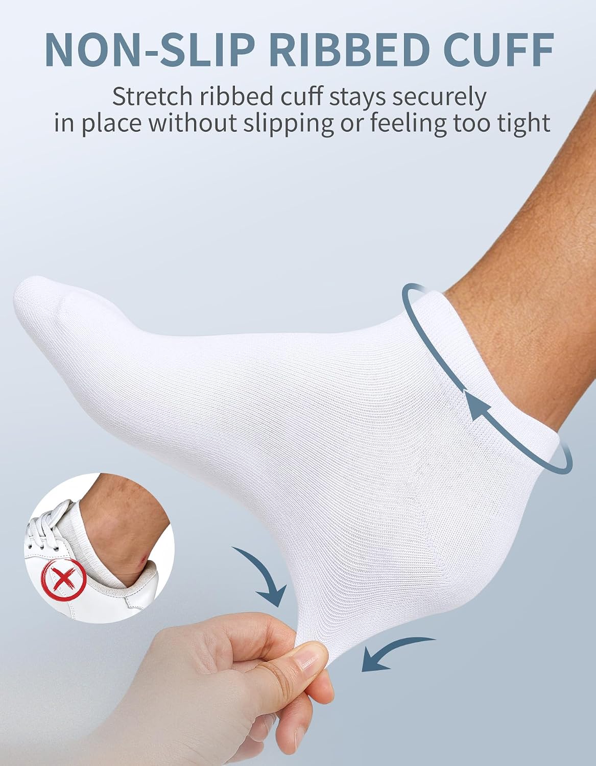 Detalle 2 de CLOSEMATE 5/10 Pairs Ankle Socks for Men and Women – Breathable Cotton, Reinforced Heel & Toe, Non-Slip Low Cut