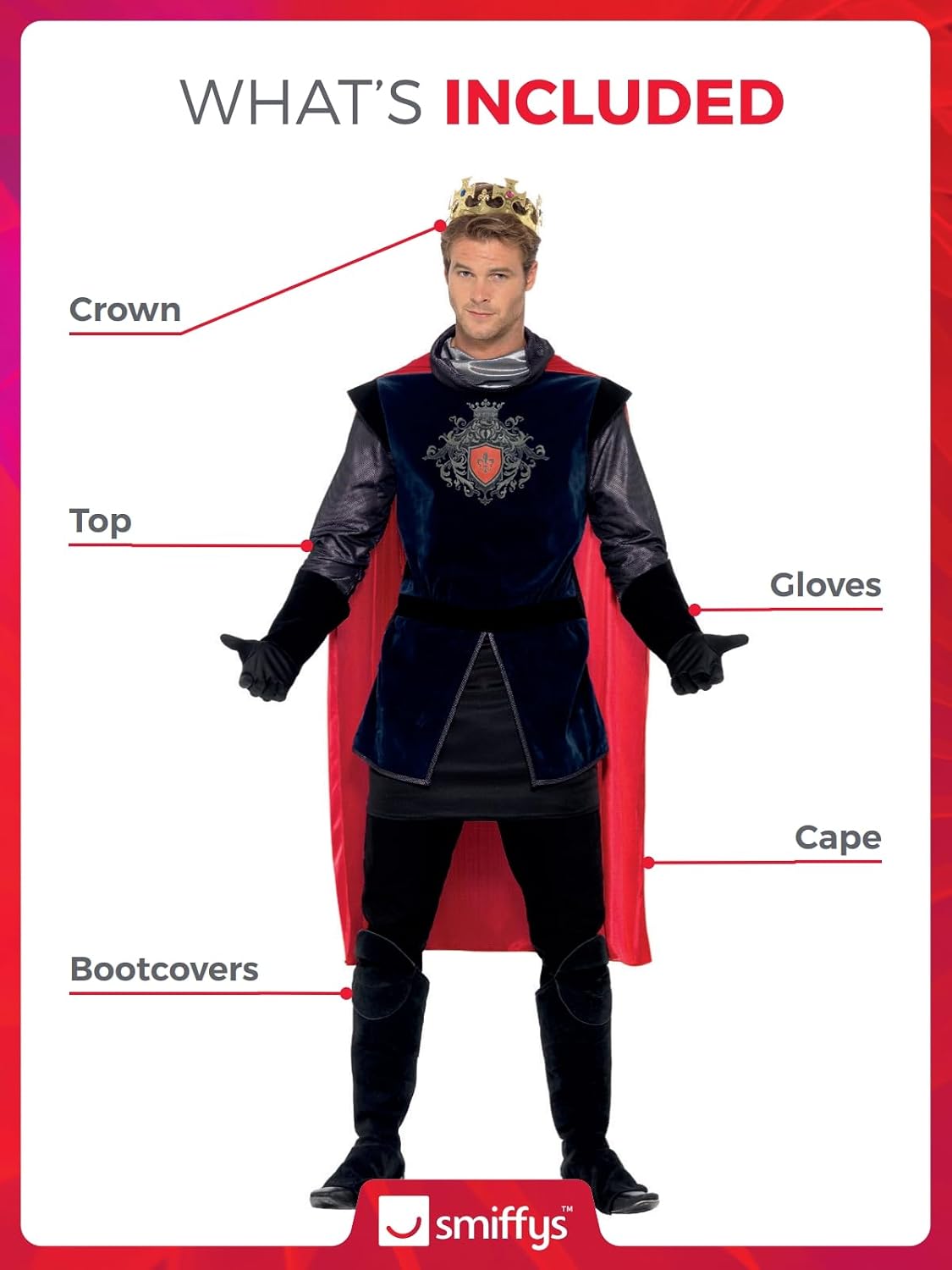 Detalle 2 de Smiffy's 43417L King Arthur Deluxe Kostüm M 👑