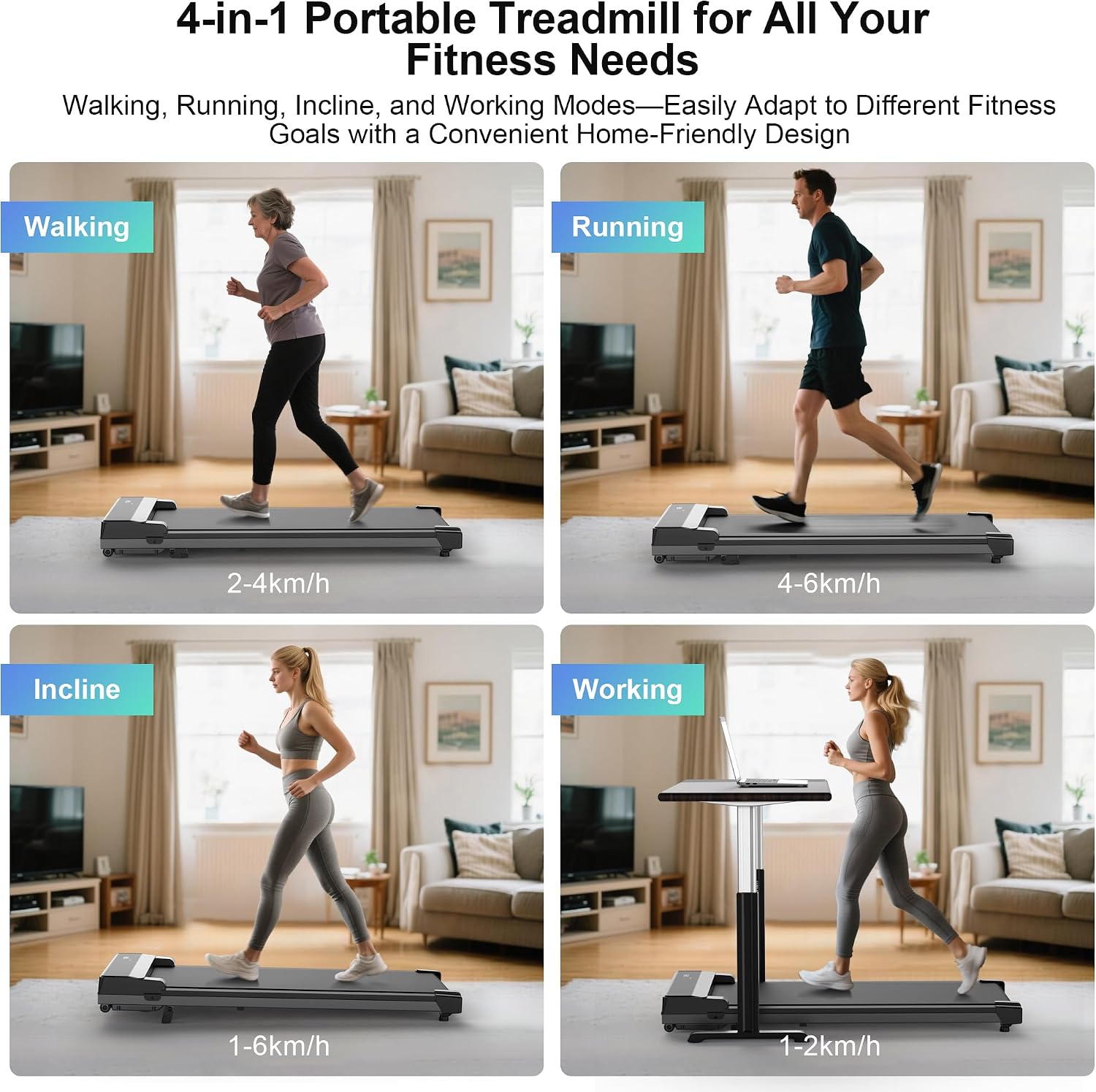 Thumbnail 6 de Wilpkracy B01 Walking Pad Treadmill with 5% Manual Incline, LED Display & Remote