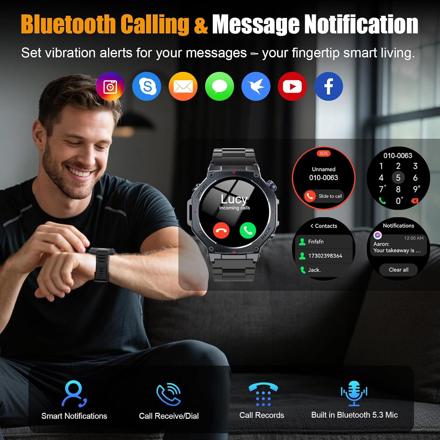 Detalle de GPS Smart Watch for Men with 1.43" AMOLED Display and Military-Grade Durability