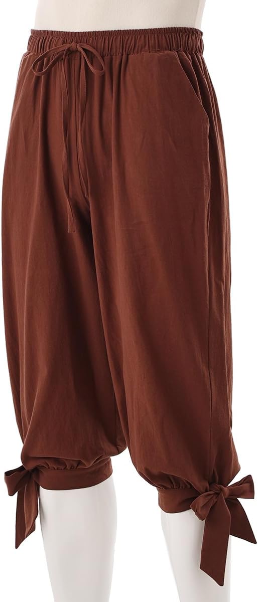 Detalle de COSDREAMER Pirate Pants: Calf Banded Renaissance & Viking Costume Trousers for Men